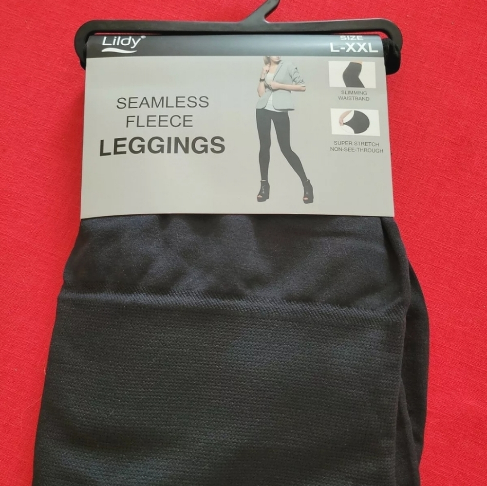LILDY BLACK Seamless Fleece Leggings L-XXL Slimmin